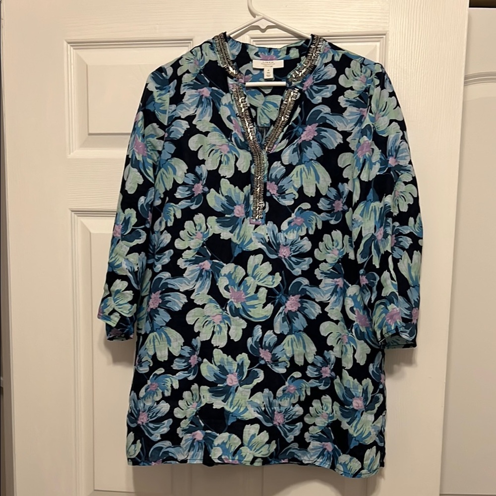 Charter Club Floral Blouse - Blue and Green